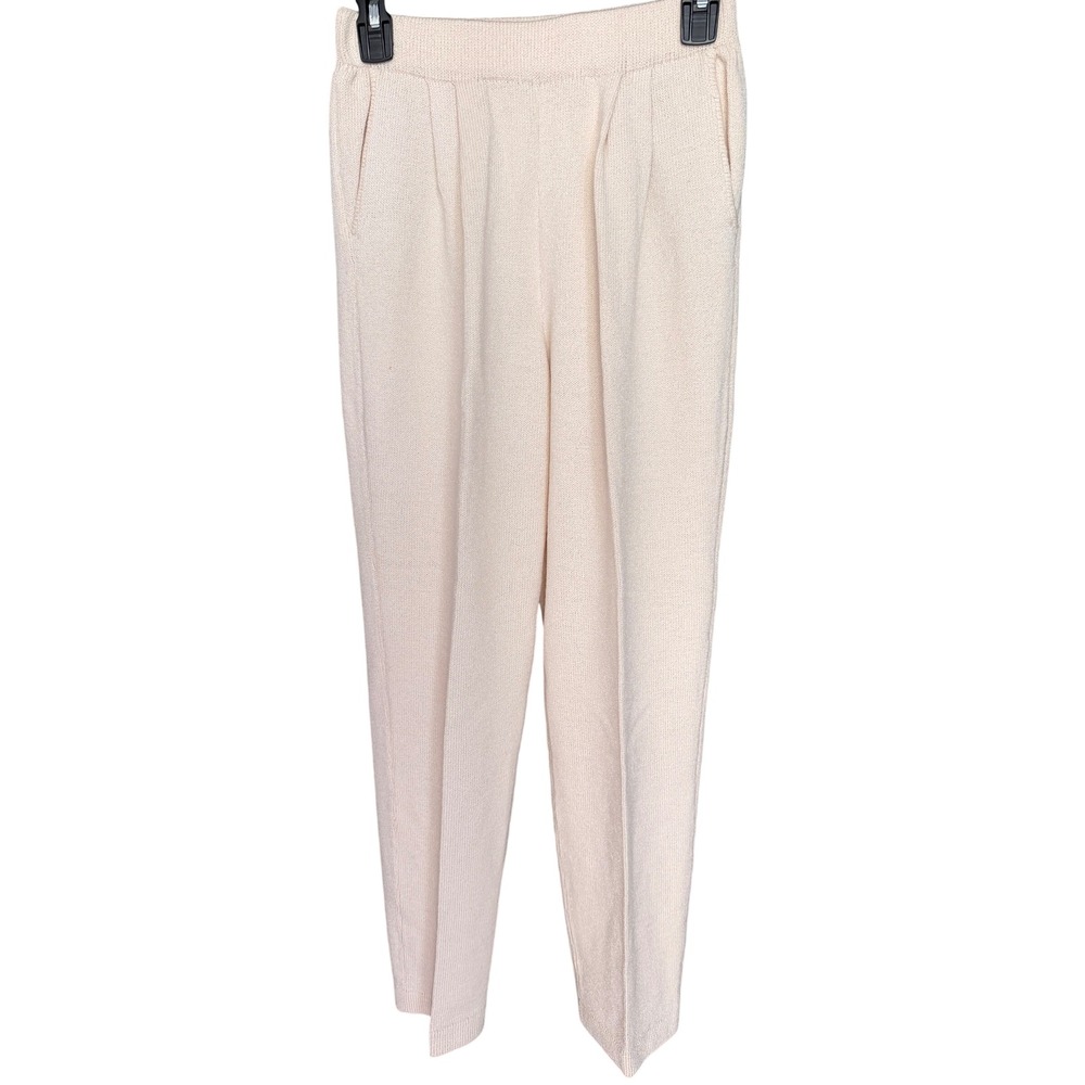 St. John Evening Santana Knit Pleated Trousers Cream Size 6
